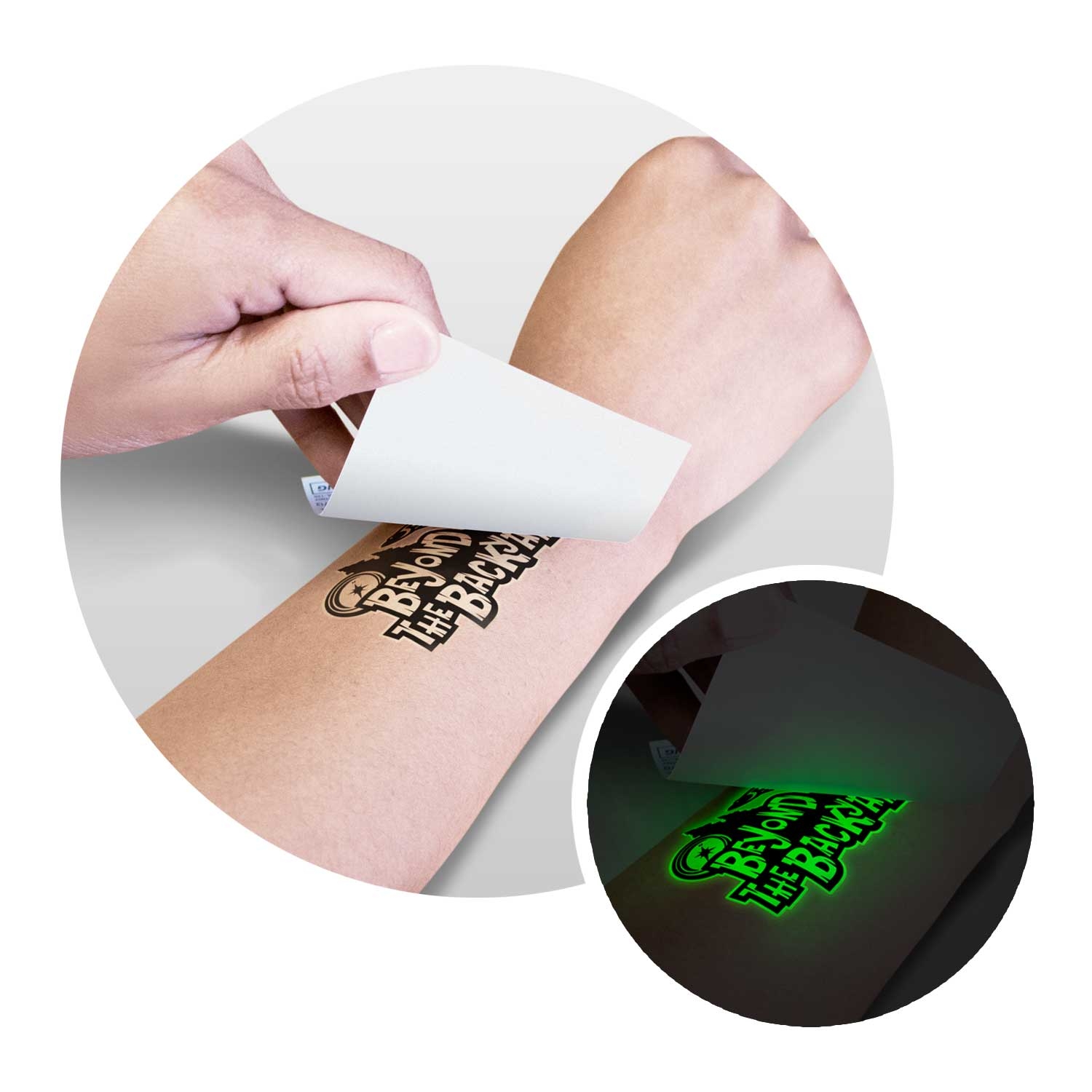 113186 – Temporary Tattoo Glow in the Dark – 51mm x 76mm