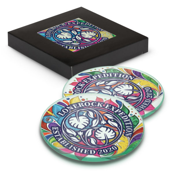 120165 - Venice Glass Coaster - Set of 2 - Round - Full Colour