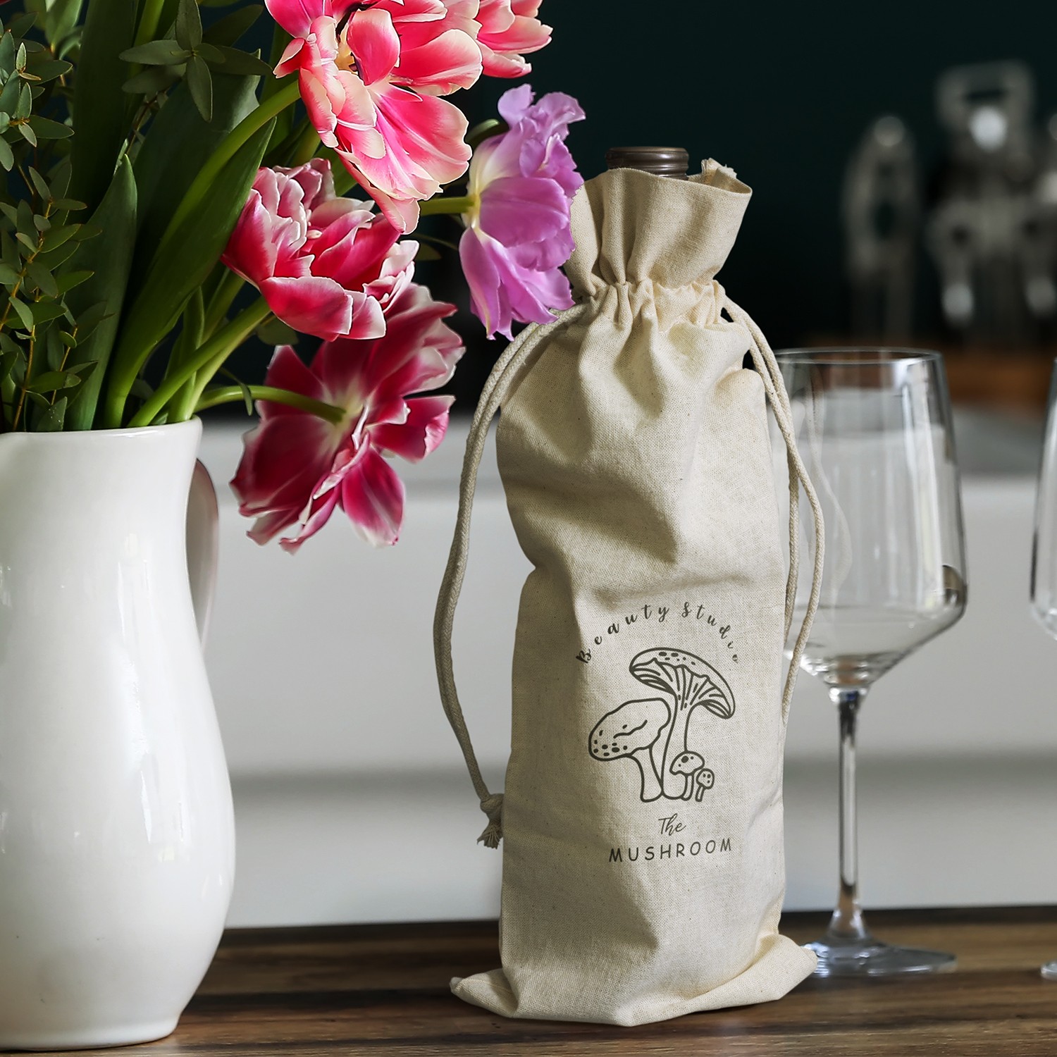 123019 - Cotton Wine Drawstring Bag - Image 5