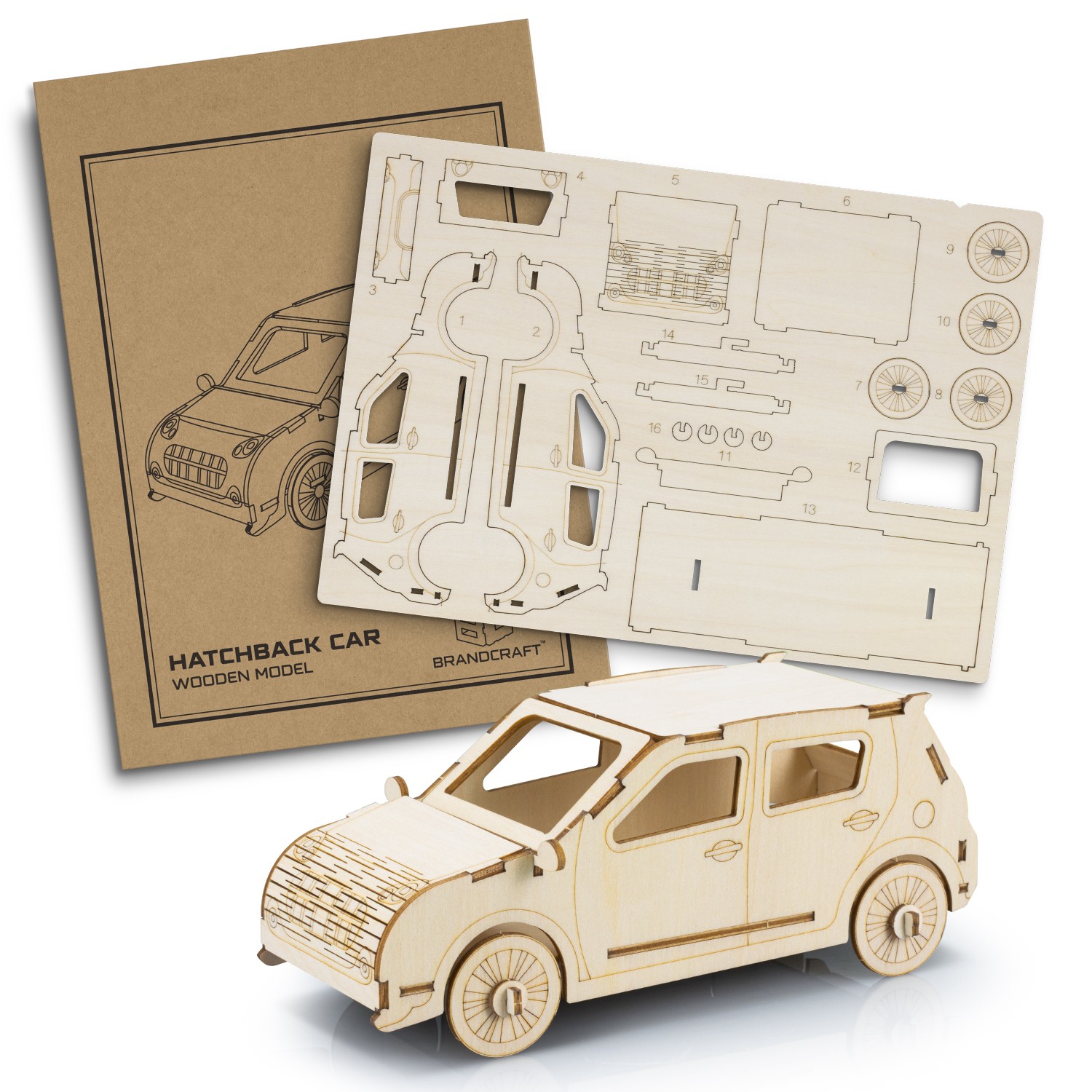 124028 - BRANDCRAFT Hatchback Car Wooden Model