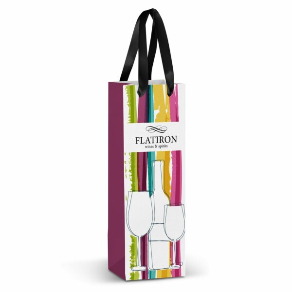 127176 - Champagne Ribbon Handle Paper Bag - Full Colour