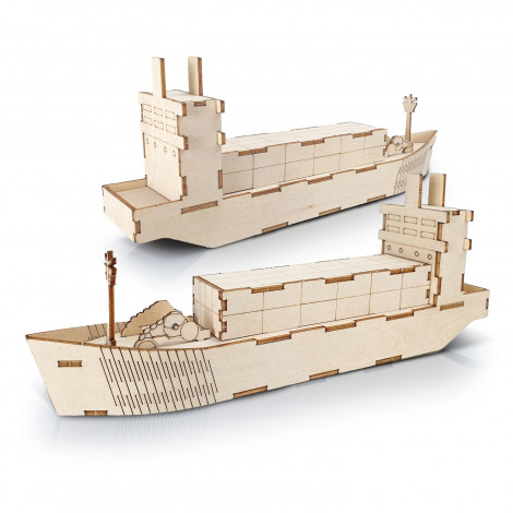 124038 - BRANDCRAFT Cargo Ship Wooden Model - Image 3