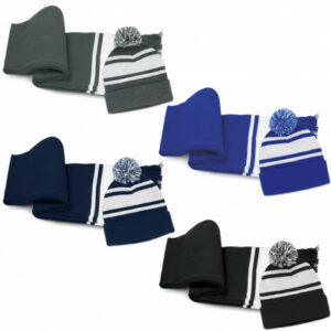 129251 – Commodore Scarf and Beanie with Pom Pom Set
