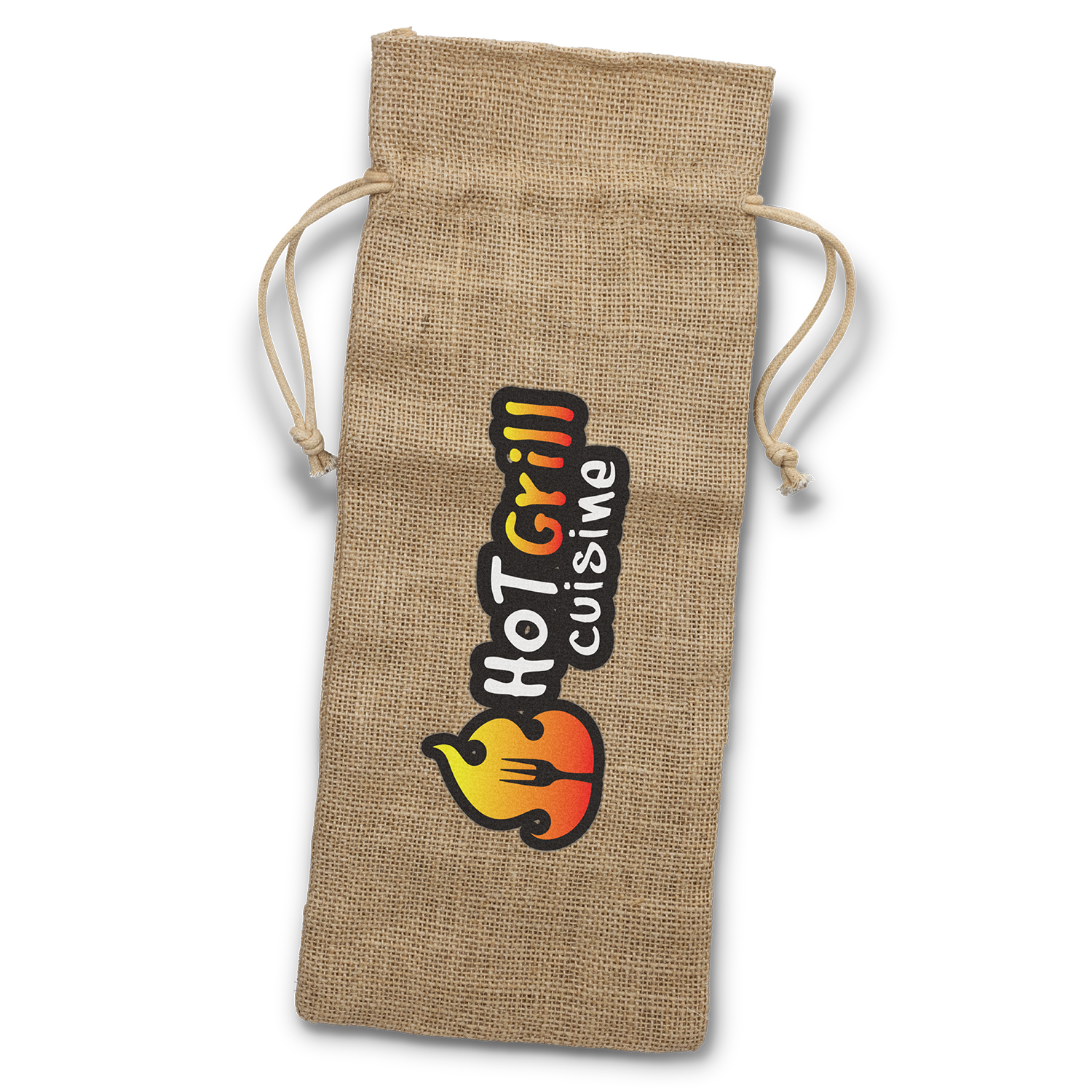 129164 - Jute Wine Drawstring Bag - Sale